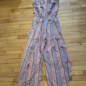 DREW Pink and Blue Jumpsuit with Elegant Draping NWT